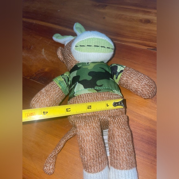 Dan Dee Camo Sock Monkey Rabbit Doll Brown 12" Ears Shark Green Shirt Easter - Picture 8 of 10